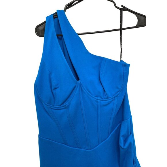 Lavish Alice $180 One Shoulder Blue Bodycon Cut Out Dress Size 10 NWT - Picture 5 of 9